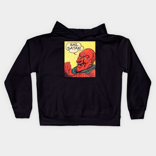 Hail Satan - Vintage Comic Design Style Kids Hoodie by DankFutura